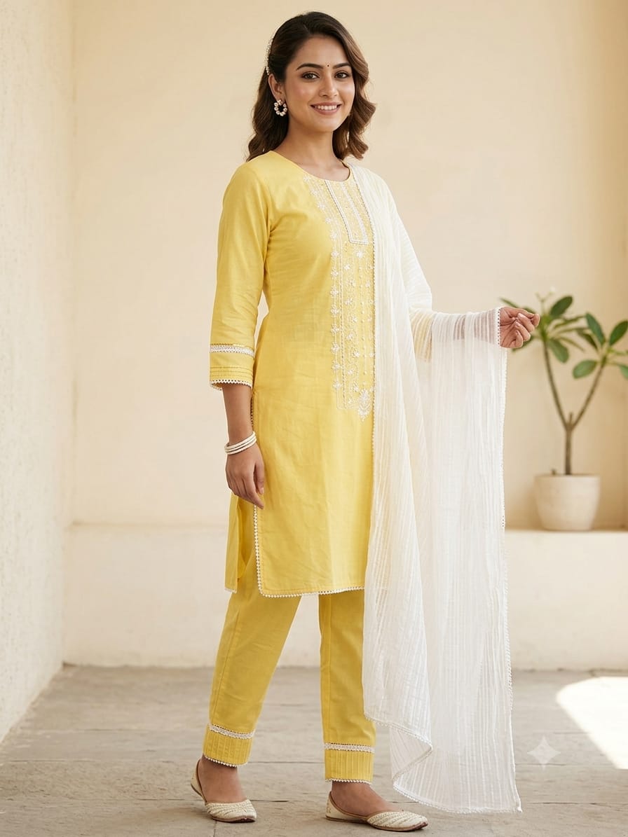 Stitched suit with pent duptta 3 ps